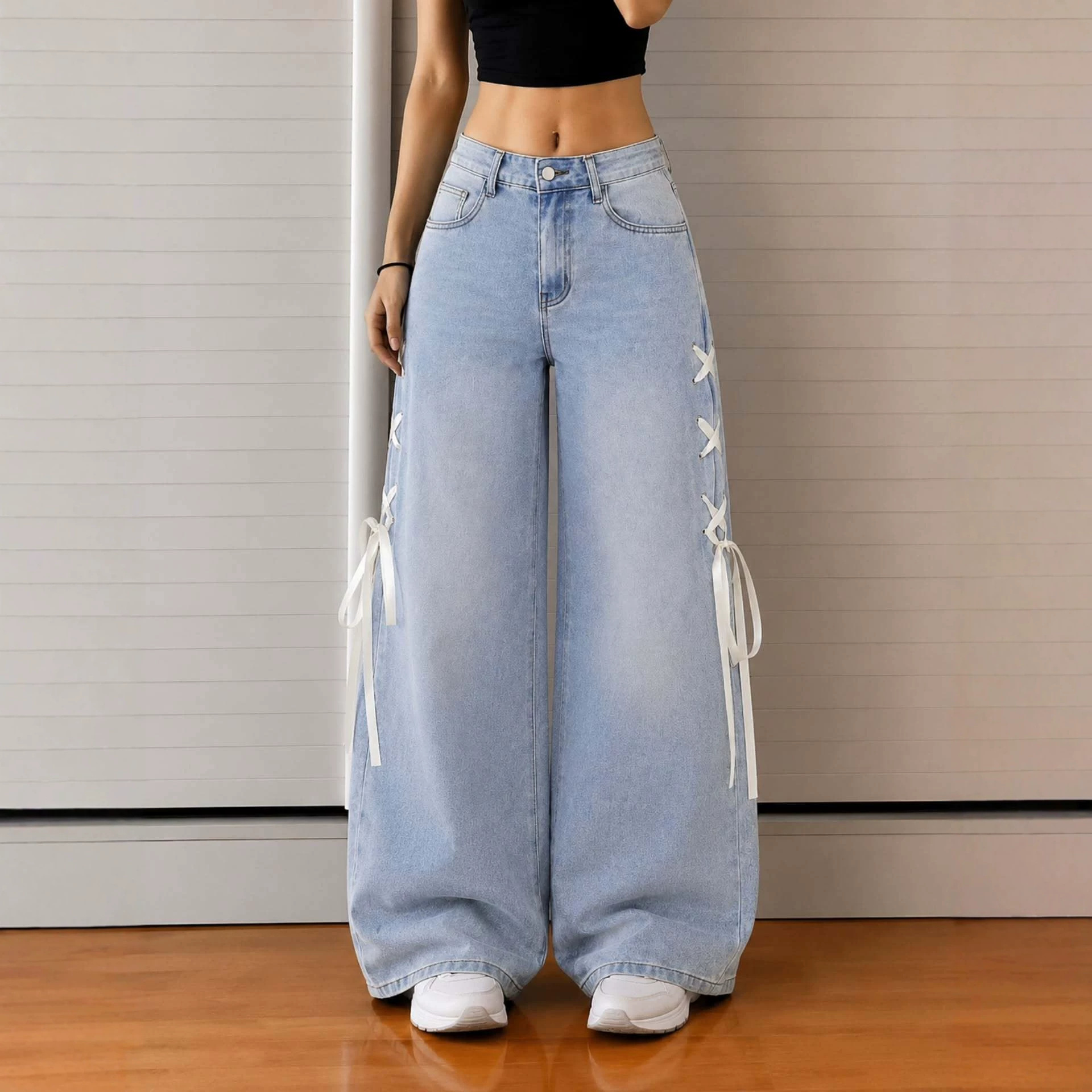 cargo jeans女士牛仔裤现货批发Boyfriend jeans available长裤女