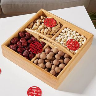 Factory Direct supply bamboo candy box wedding hand-held dried fruit box early birth baby hand-held dried fruit box candy storage box
