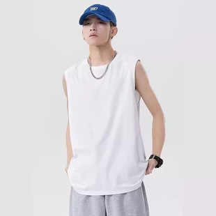 Factory wholesale sleeveless vest men's summer tide brand fitness sports waistcoat bottoming men's short sleeve t-shirt