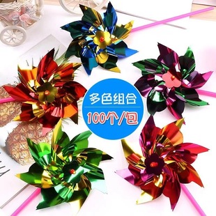 Plastic Sheet Small Sequins Windmill Park Square Outdoor Bubble Windmill DIY Kindergarten Prizes Stall Toys