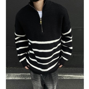 2024 Japanese vintage Sweater Men's and Women's Autumn Wear ins Lazy Style bf Retro Soft Waxy Pullover Zipper Knitted Sweater