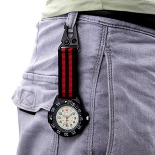 Portable Backpack Buckle Watch Waist Watch Outdoor Mountaineering Watch Nurse Hanging Watch Nylon Belt Hanging Watch Work and Study Timer