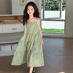 Girls' Sling dress Summer 2025 New Korean Style Girls' Summer Beach Dress Children's Dopamine Skirt