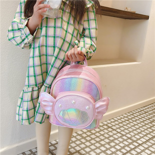 2023 New Children's Bag Fashion Princess Style Laser Backpack for Kindergarten Baby Boys and Girls PU Cute Backpack