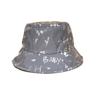 New hip-hop fashion graffiti full print fisherman hat reflective leather material lovers hat color letter printing basin hat