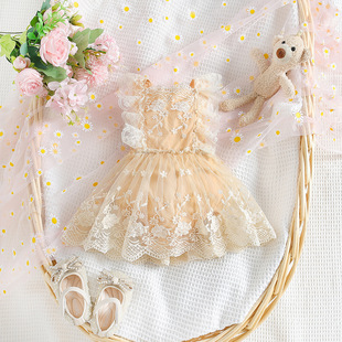 European and American children's clothing summer new baby mesh jumpsuit ins style cute baby triangle romper romper