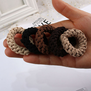 High ponytail thick head rope rubber band women's hair rope high elastic durable simple temperament high-grade hair ring leather case