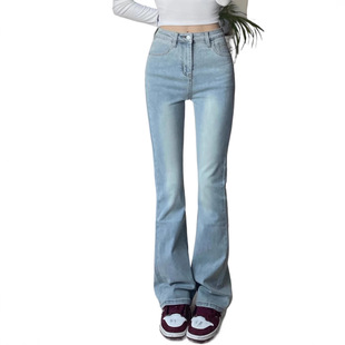 American Style Vintage Washed Nostalgic Jeans Black Micro-pants Women's plus size Hot Girl High Waist Slim-fit Long Pants