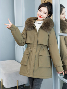 One-piece three-wear trench coat parka Women's Mid-length detachable liner cotton-padded coat trench coat waist-tight cotton-padded jacket