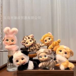Мягкая игрушка-кот с виниловой мордочкой брелок-подвеска