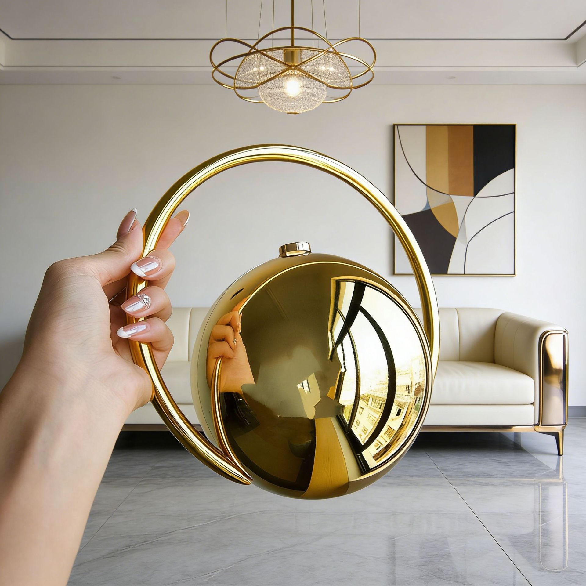 2026 High-End Tech-Savvy Spherical Handbag, Marble-Patterned Acrylic Evening Bag, Electroplated Minimalist Box Bag