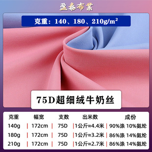 75D ultra-fine velvet rack 140/180/210g semi-light yoga milk silk fabric imitation cotton velvet milk silk