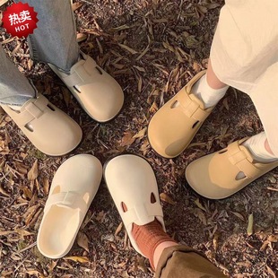 Spring and Summer Korean Baotou Soft Bottom Half Slippers Women's Comfortable Lightweight Outfit Lazy Flat Simple One-word Sandals Wholesale