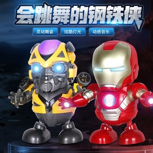 Cross-border Dancing Iron Man Bumblebee Flip Singing Light Music Electric Robot Stall Toys Wholesale