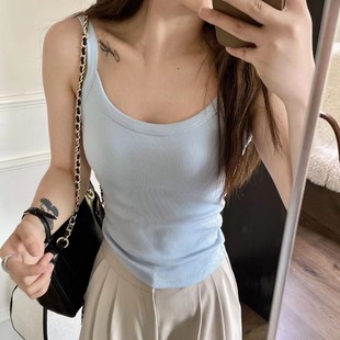 Dopamine Versatile Solid Color Sling Vest Belt Chest Pad Inner Base Slim-fit Slimming Sweet Spice Girl Outer Wear Beautiful Back