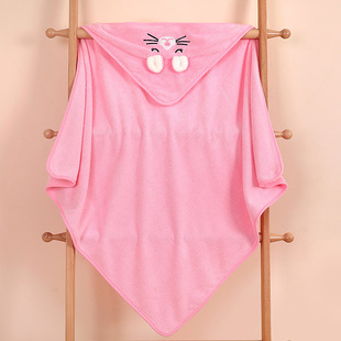 Baby coated bath towel newborn baby blanket children's bath towel absorbent warm coral fleece hat anti-kick