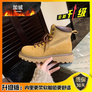 Lace-up Martin Boots Women's 2025 New Fashion Cool Desert Rhubarb Boots Handsome Canvas Boots British Style Thick Bottom