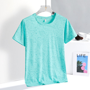 Summer Women's Ice Silk round neck casual new short sleeve casual loose thin bottoming shirt T-shirt home wear top