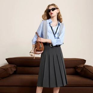 2025 Spring Ins Style Striped Shirt Fawn Embroidered Lapel Loose Shirt Cardigan