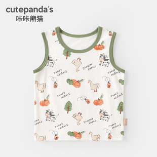 Kaka Panda Kidsren's Vest Boys Summer Clothes Kidsren's Summer Sleeveless T-Shirt Baby Clothes Baby Tops Kidsren's Clothes