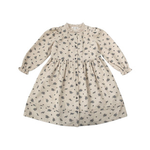 presale LOU2024 autumn and winter go out bottoming dress cotton printed embroidery long sleeve girls wholesale