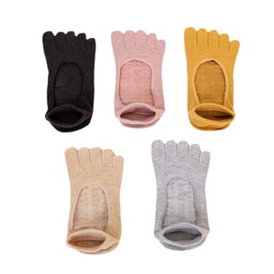 Non-slip Yoga Socks Women's Backless Solid Color Cotton Toe Socks Spring and Summer Ins Fashionable Sweat Absorbing Deodorant Pilates Five-finger Socks for Women