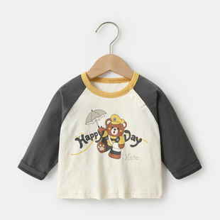 [Long Sleeve T-Shirt Collection] Kaka Panda Boys Long Sleeve T-Shirt Children's Base Shirt Girls' Baby Casual Top