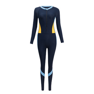 Korean style plus size one-piece diving suit women's conservative long-sleeved swimsuit sun protection Sports surfing 2024 new swimsuit