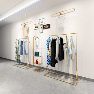Live Clothing store display rack hanger golden floor women's clothing store display rack children's clothing shelf clothing display rack