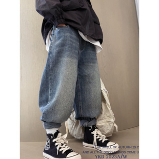 Boys' Jeans 2024 Autumn Middle and Large Children's Handsome Pants Korean Children's Western Style Casual Pants Boys' Trendy Trousers