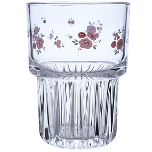 Bo Limei French Floral Style Glass Cold Extract Coffee Cup Glass Breakfast Drinking Cup Girls' Heart