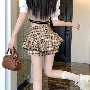 PlAid Skirt, Culottes, Short Skirt, A-line Skirt, High WAist, Slimming Look, Fresh Summer Sexy Pure Desire Short Tutu Skirt