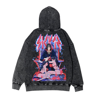 Naruto oversize High Street Japanese Cartoon Anime Washed Old Direct Injection Autumn and Winter Loose Hooded Jacket