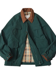 Lapel Contrast Jacket Men's Spring and Autumn Hong Kong Style Ins Trendy Brand Plagi Handsome Casual All-match Loose Clothes Men's Jacket