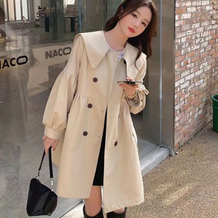 Windbreaker Jacket for Small Women in Spring and Autumn New Korean Style Loose Slimming and Age-Reducing Japanese Doll Collar Design