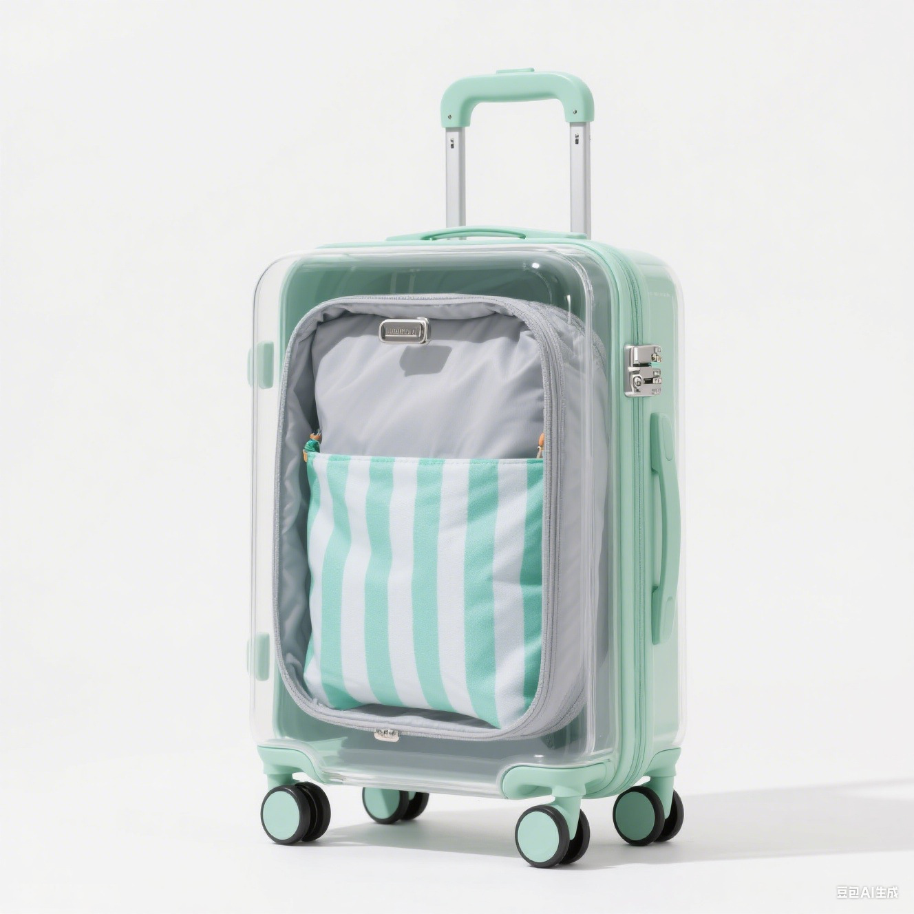 Pure Pc Material Transparent Trolley Case with Large Capacity, Lightweight, Password Lock, 20inch Travel DIY Luggage