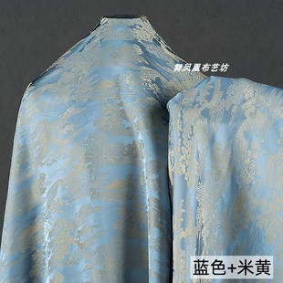 Guochao Qingming Shanghe Tu-двухцветная ацетат атласная жаккардовая ткань платье cheongsam имитация шелковой глянцевой ткани