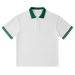 Spring and summer blockbuster pearl cotton half zipper contrast lapel POLO shirt men's fashion brand simple sports casual short sleeve women