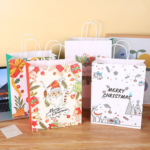 in stock kraft paper portable gift bag Christmas Day gift snack bag Santa Claus gift bag wholesale