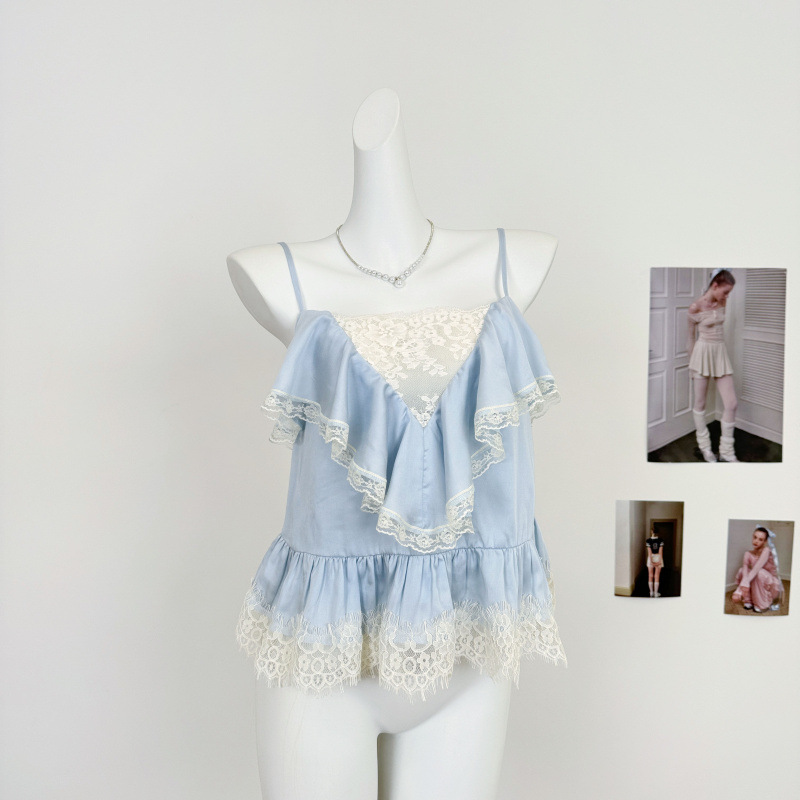Normany's Entire Store Is in Stock: Early Morning N Sea First Love Style Lyocell Satin Lace Trim Camisole for Women