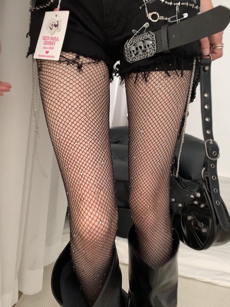 Gray Diamond-Patterned Silk Stockings for Women, Spring and Summer Ultra-Thin 0D High-Transparency Tights, Anti-Snag Sexy Black Silk Slimming Fishnet Series