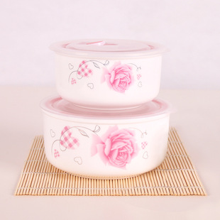 Mickey Lifu Ceramic Fresh-keeping Bowl Two-piece Set for Microwave Oven with Round Sealing Cover