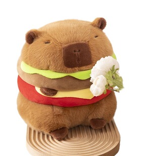 Cute Hamburger Capybara Doll Hamburger Kapibala Doll Children's Plush Toy Grasping Machine Doll Gift Making