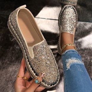 Foreign trade casual plus size sequined casual women's shoes 2025 spring new wear comfortable thick-soled European and American style shoes for women