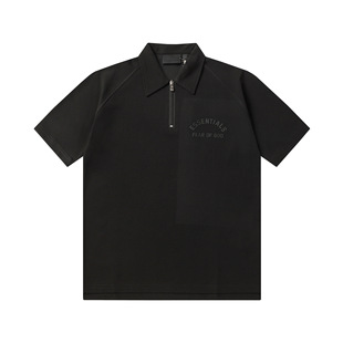 Correct Version of FOG Multi-line ESSENTIALS New Letter Printed Lapel polo Short-sleeved Casual Shorts Suit
