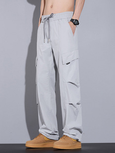 Spring and summer new loose straight overalls men's trendy fashion comfortable thin stretch casual pants 2509