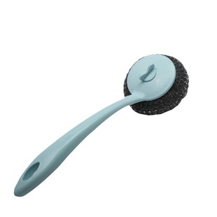 Kitchen long handle pot brush cleaning brush pot brush steel wire ball brush with handle household dishwashing brush brush pot manufacturers in stock