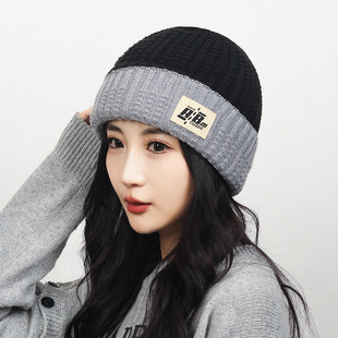 Winter New Double-sided Wearable Knitted Hat for Men and Women Cold-proof Warm Outdoor Riding Couple Cloth Label Stack Wool Hat