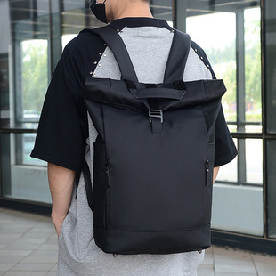 Backpack men's large capacity commuter computer backpack business casual roll leather data bag waterproof travel bag men's bag