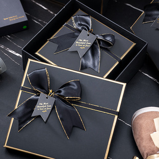 In stock wholesale black bow gift box rectangular large gift box exquisite lid packing box empty box